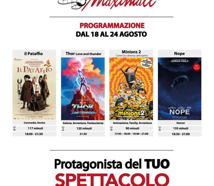 Dal 18 al 24 agosto al Cine…